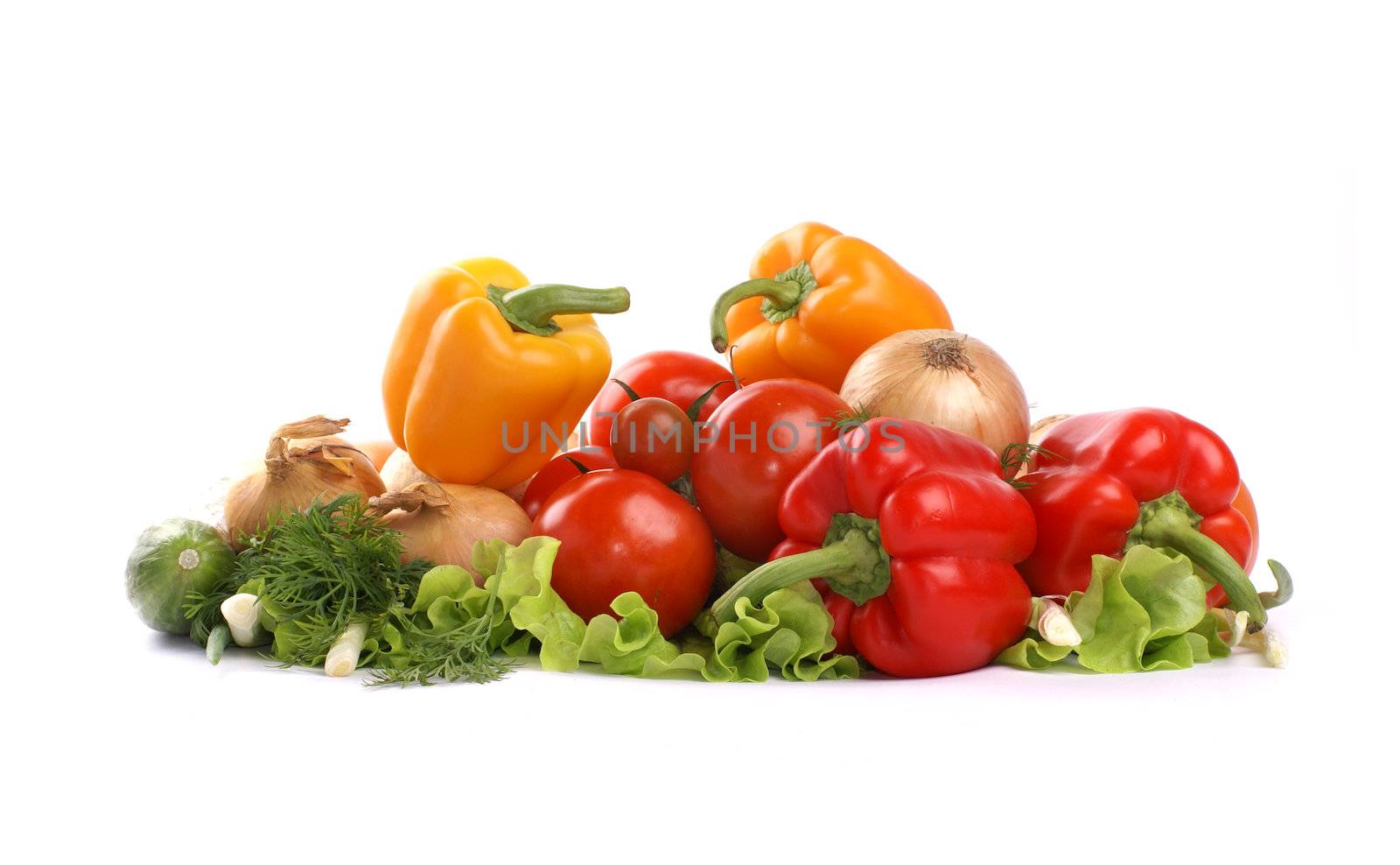 Fresh tasty vegetables isolated on white by shmeljov