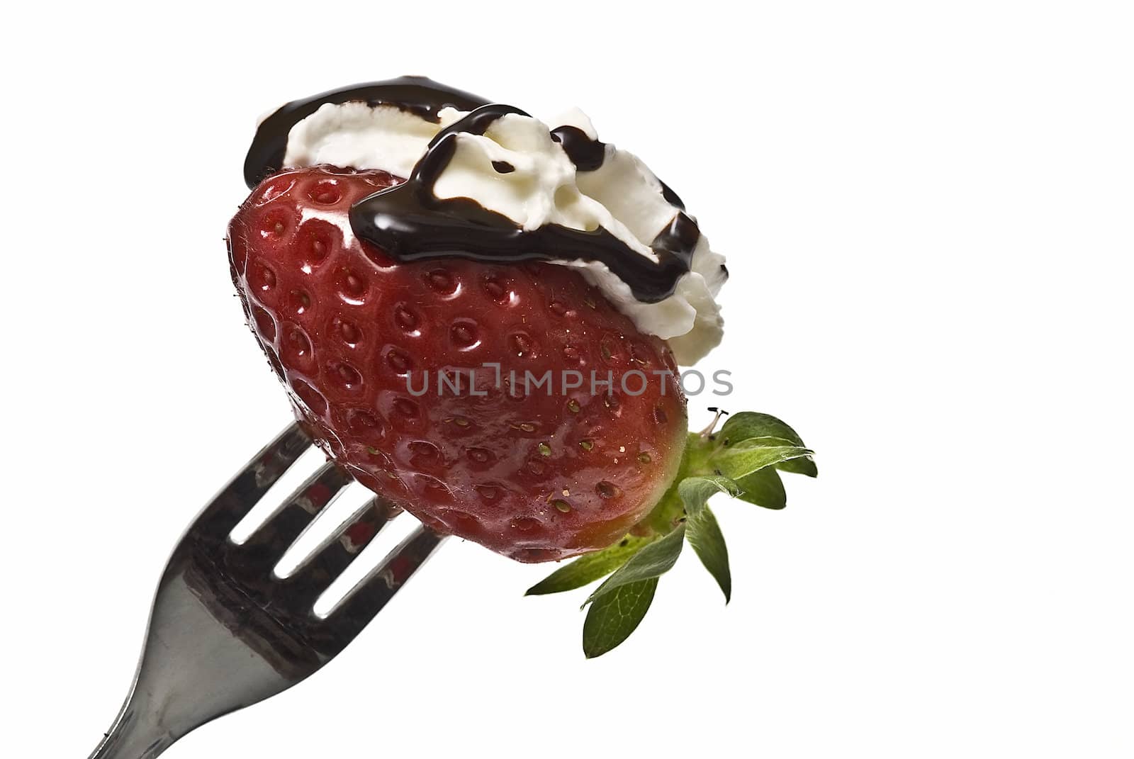 Strawberries with cocolate isolated on white background.