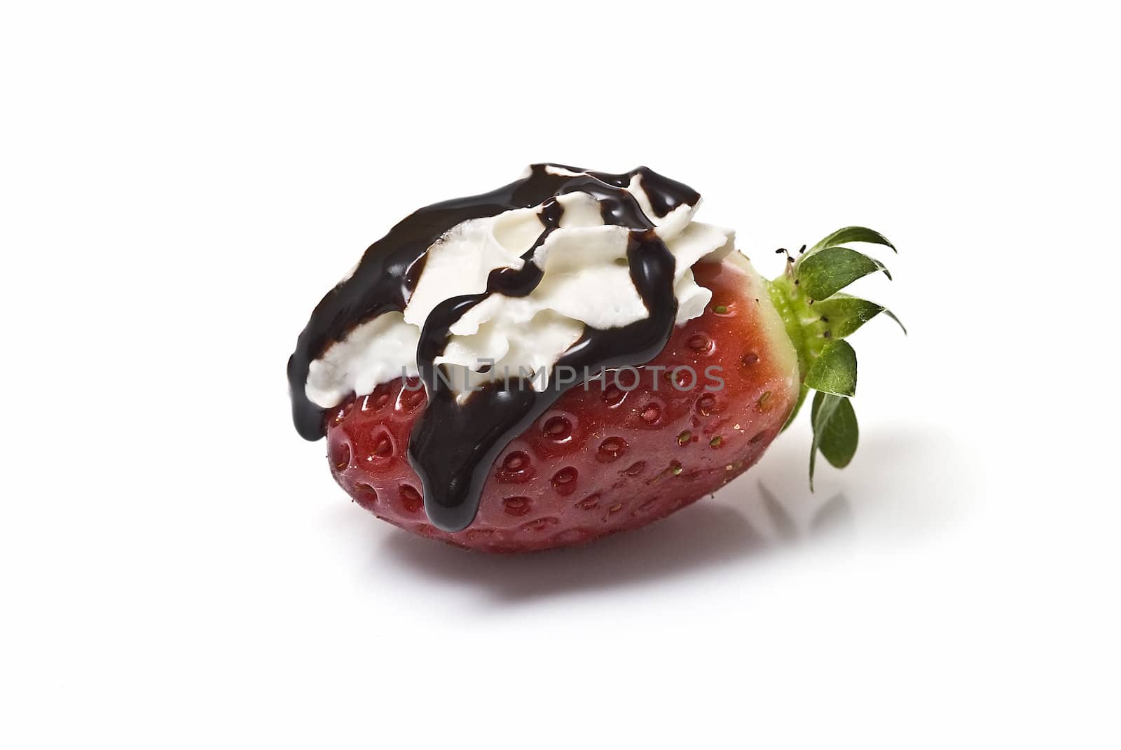 Strawberries with cocolate isolated on white background.