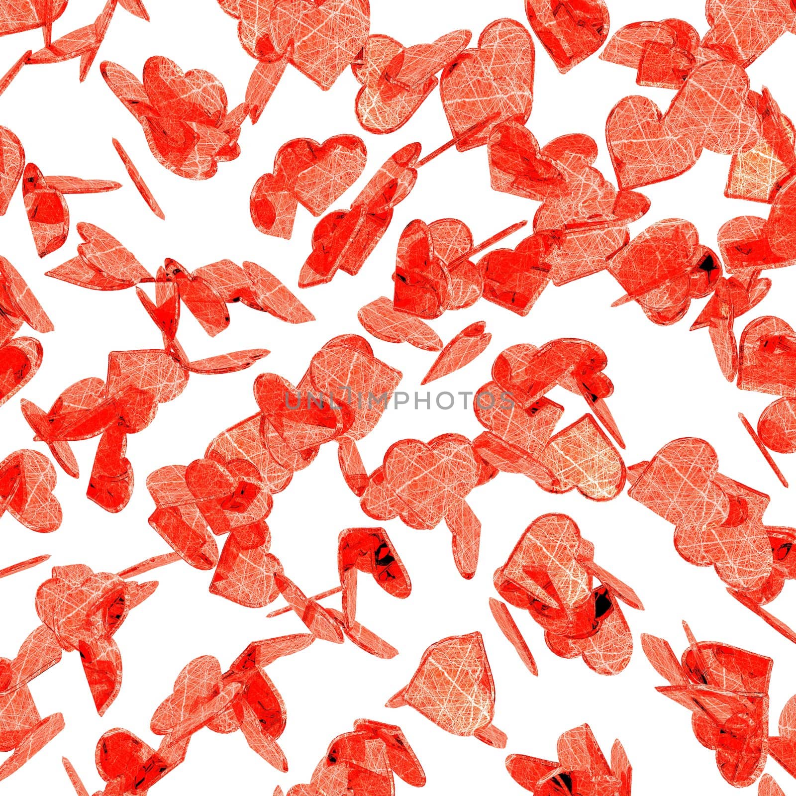 An illustration of St. Valentines confetti failing from the sky.