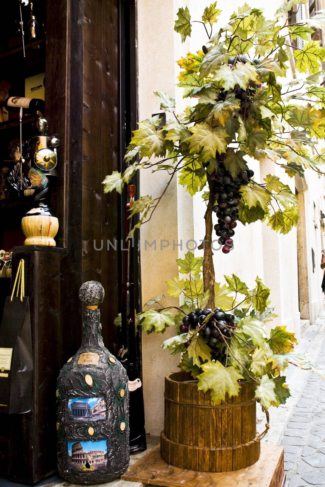 Gift shop on an old small street of Italy