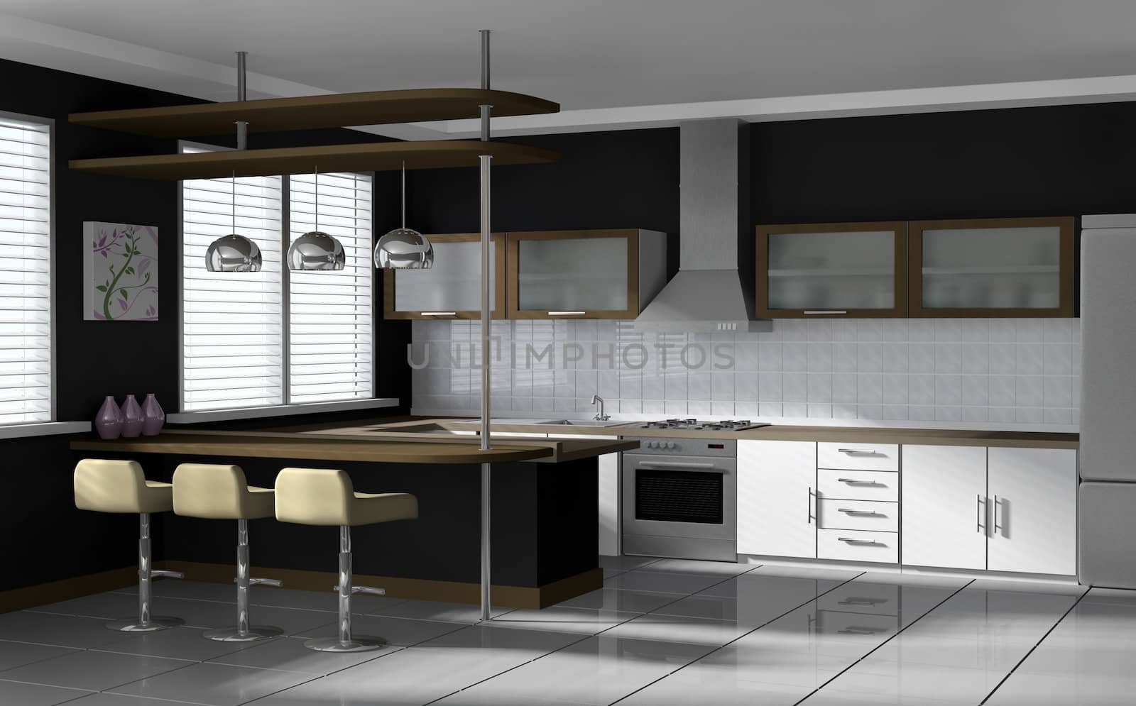 Interior visualization. High quality 3D rendered image.
