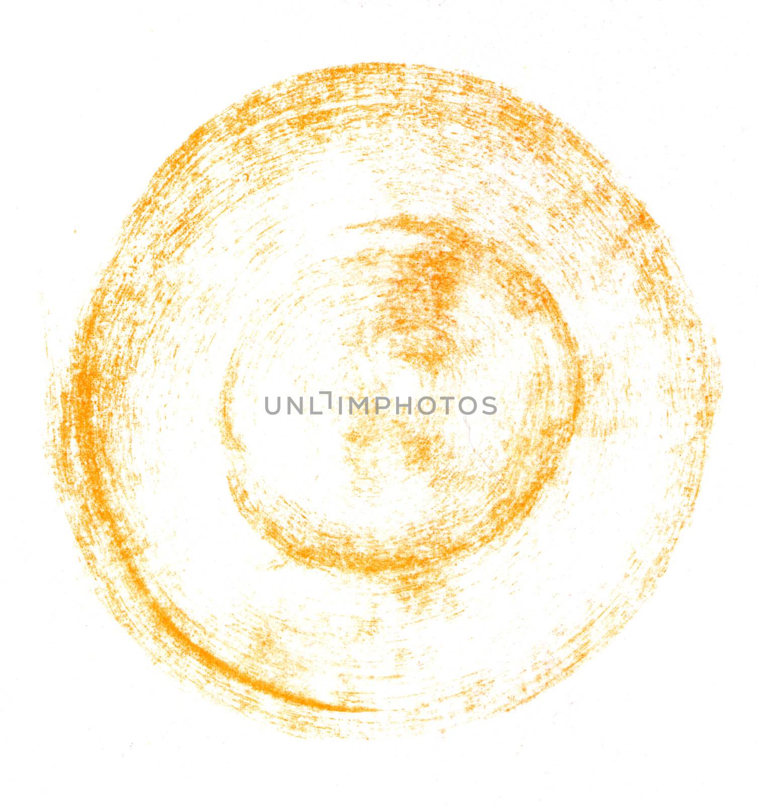 crayon sketch of yellow circles on white paper