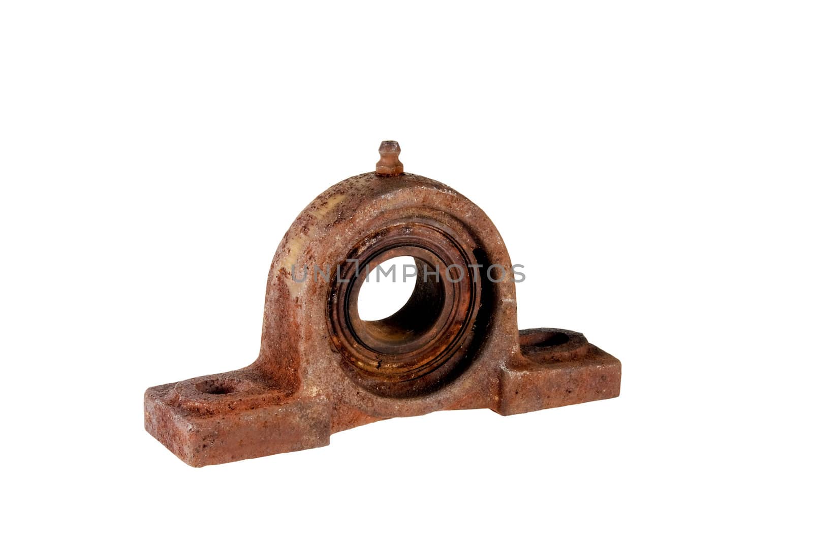 rusty vintage bearing isolated over white with clipping path at this size