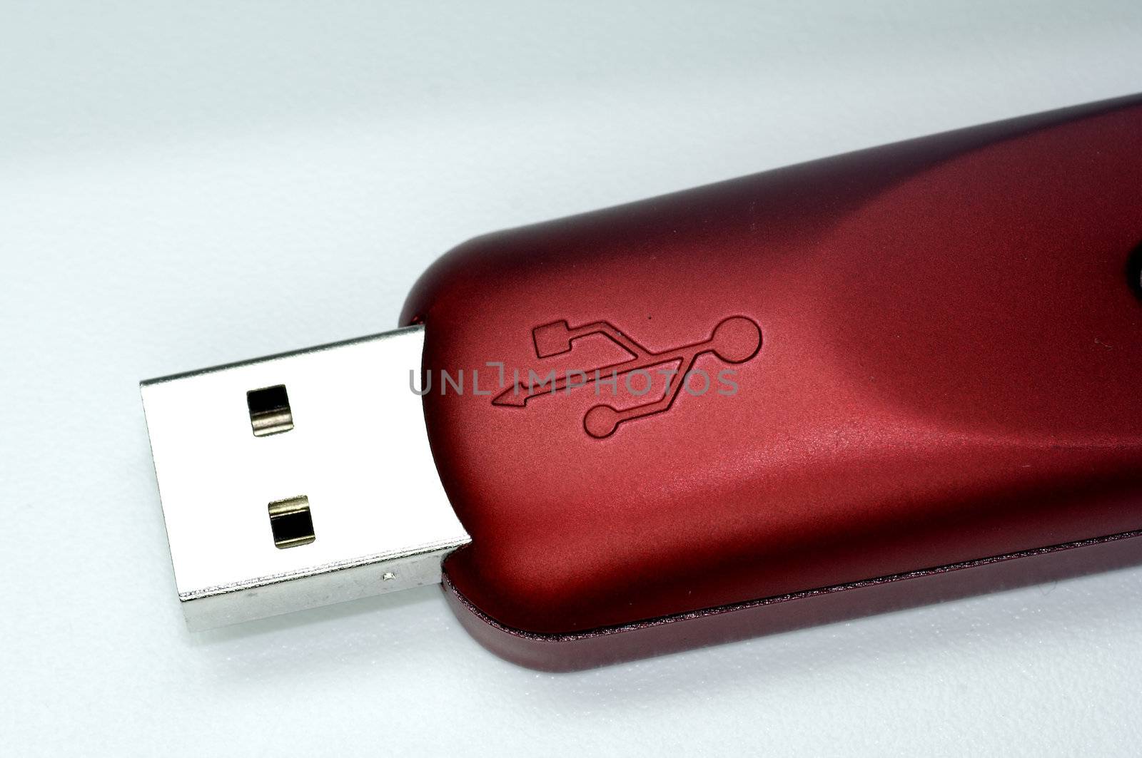 a red USB Stick - close-up