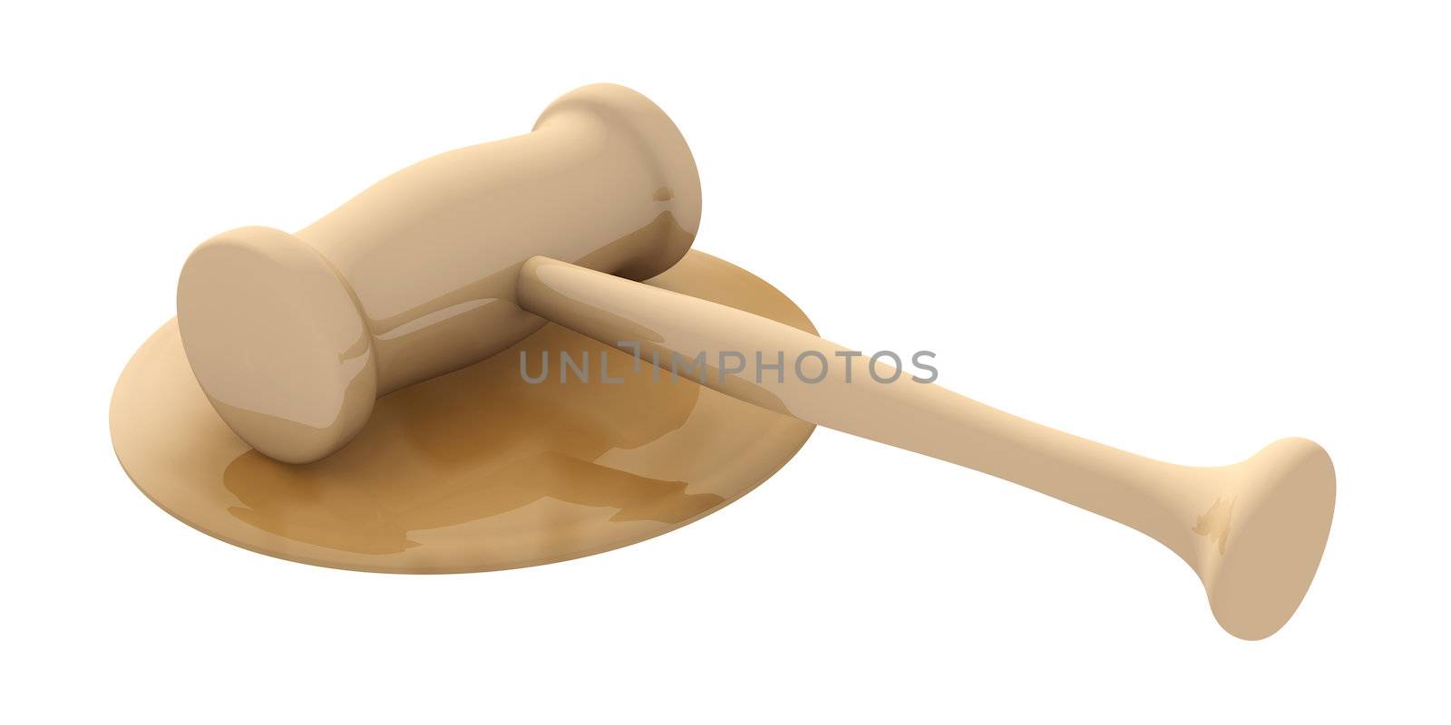 3D rendered Illustration. Isolated on white. An Auction or Court Hammer.
