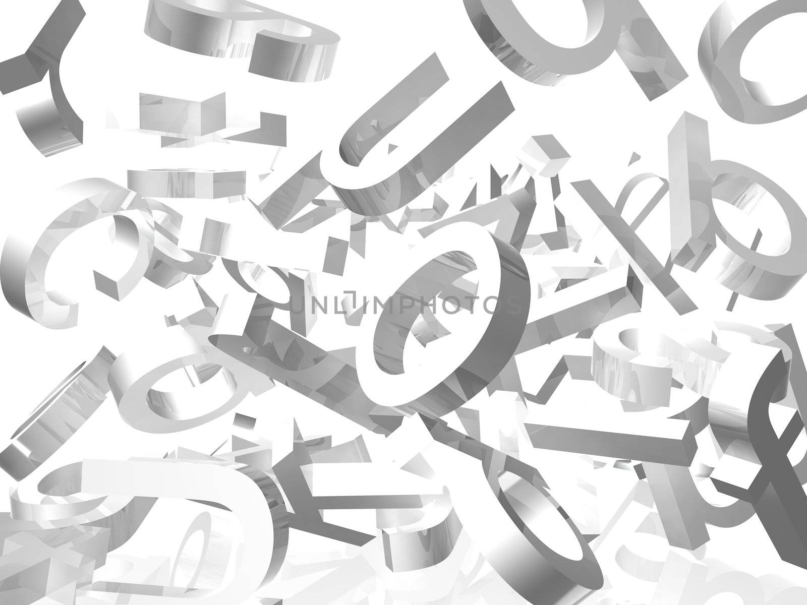 White background with falling 3d letters 