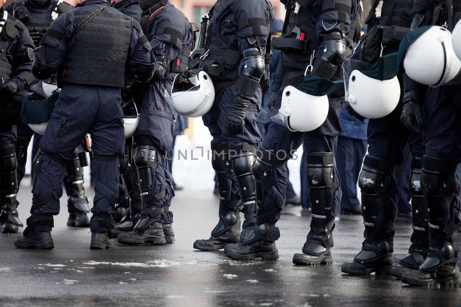 Riot Police unit waiting for orders