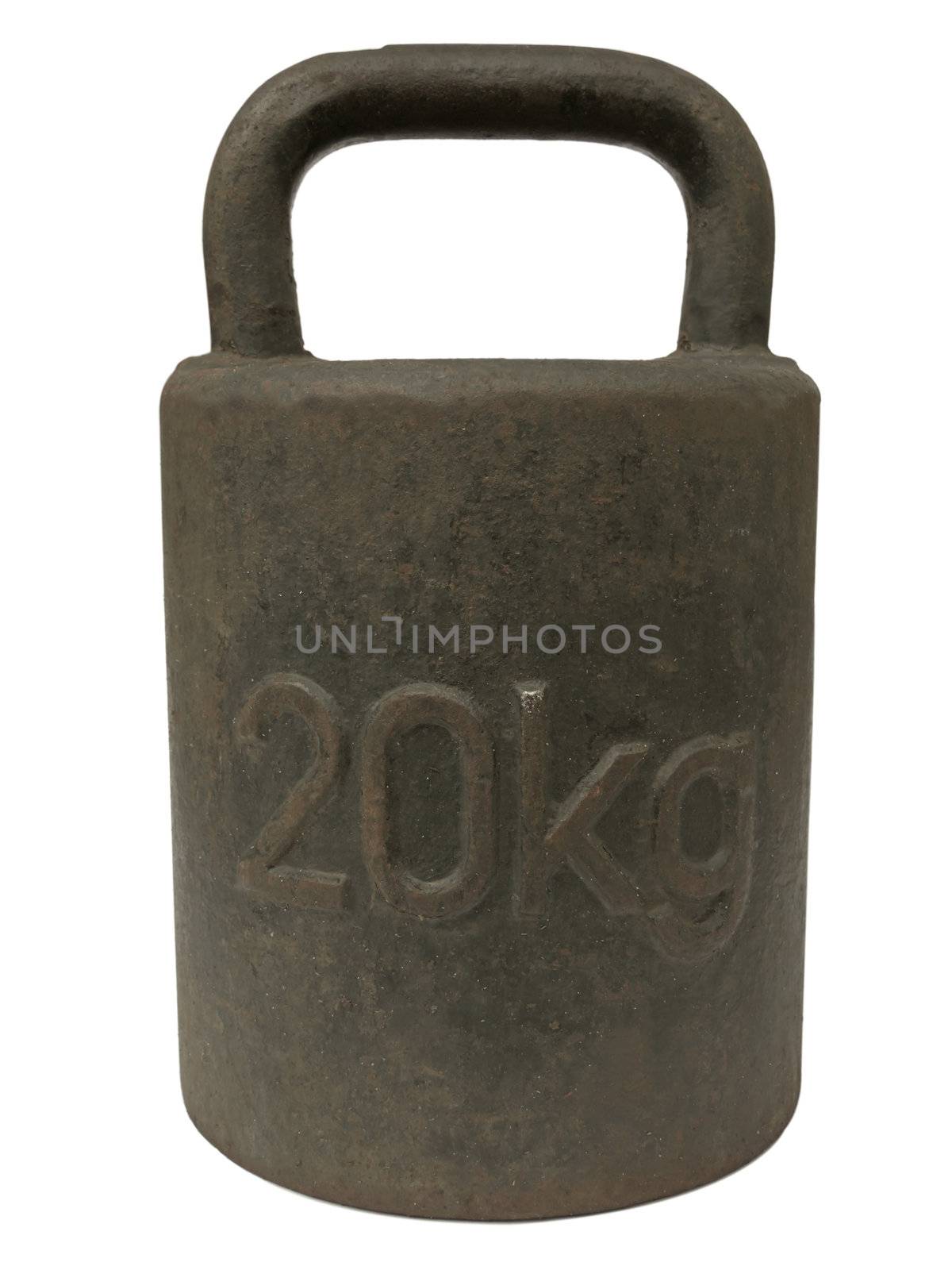 Old rusty counterweight - isolated on white background