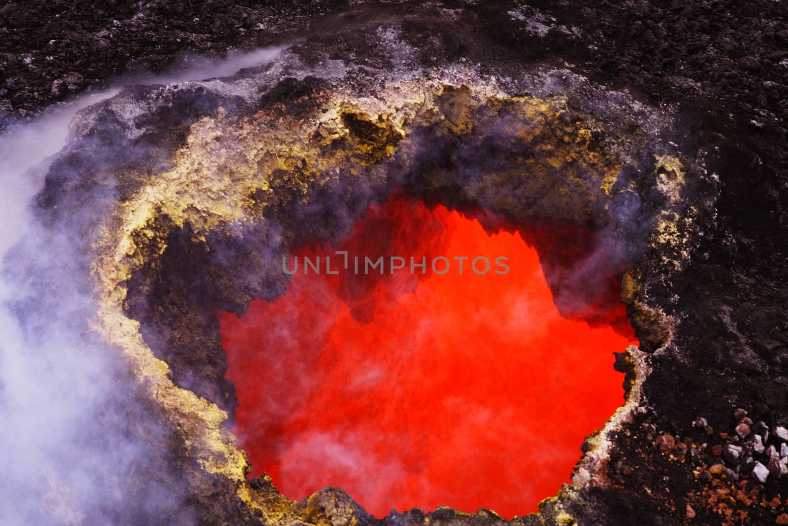 USA Hawaii Kilauea Volcano red hot lava