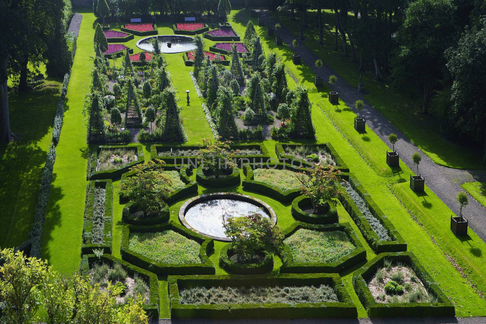 Formal gardens of Dunrobin Castle, near Golspie, Sutherland, Sco by hotflash2001