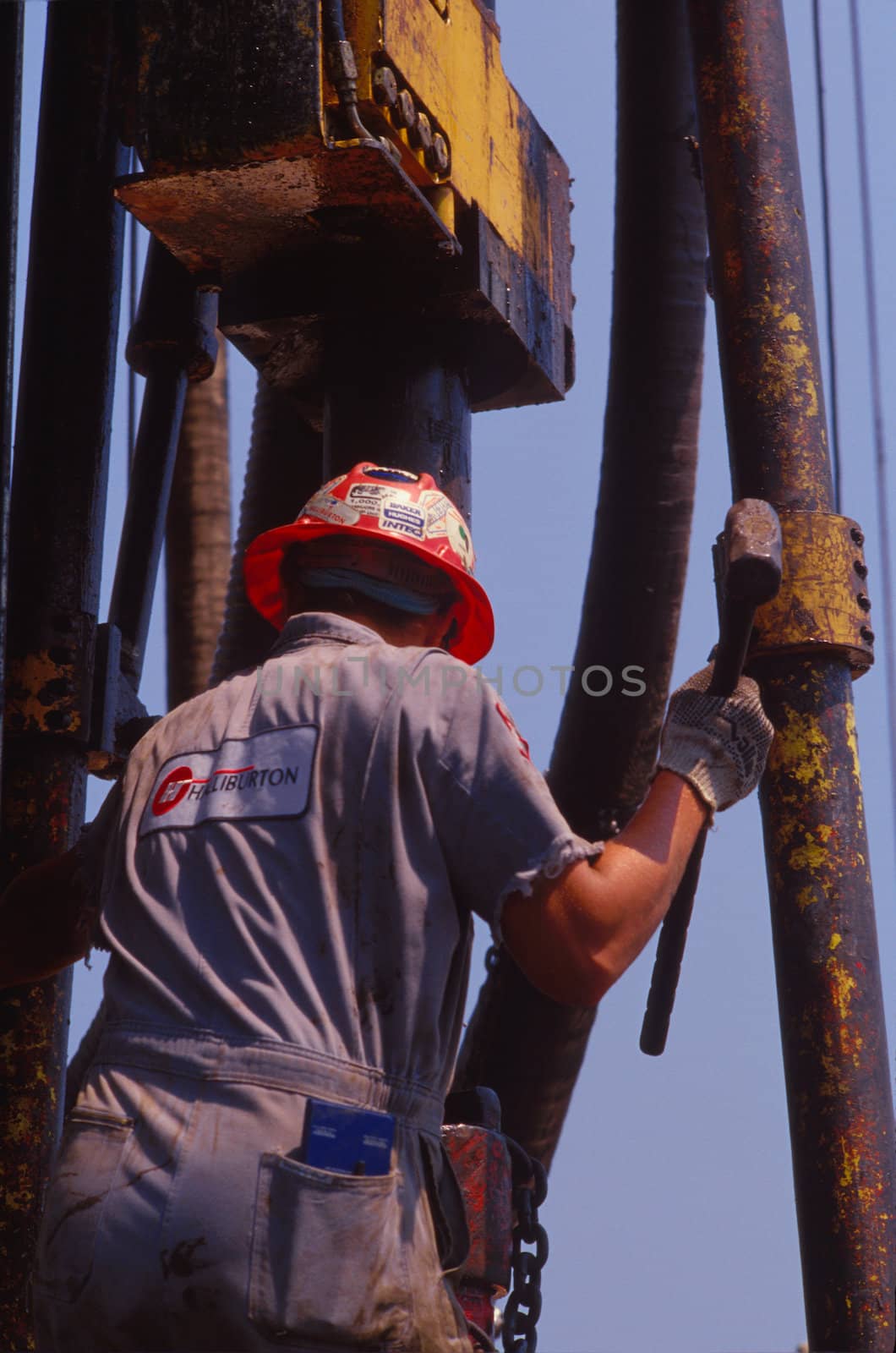 roughneck on drilling platform