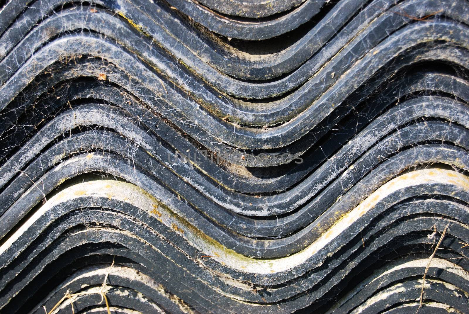 Closeup of a stack of roofing shingles