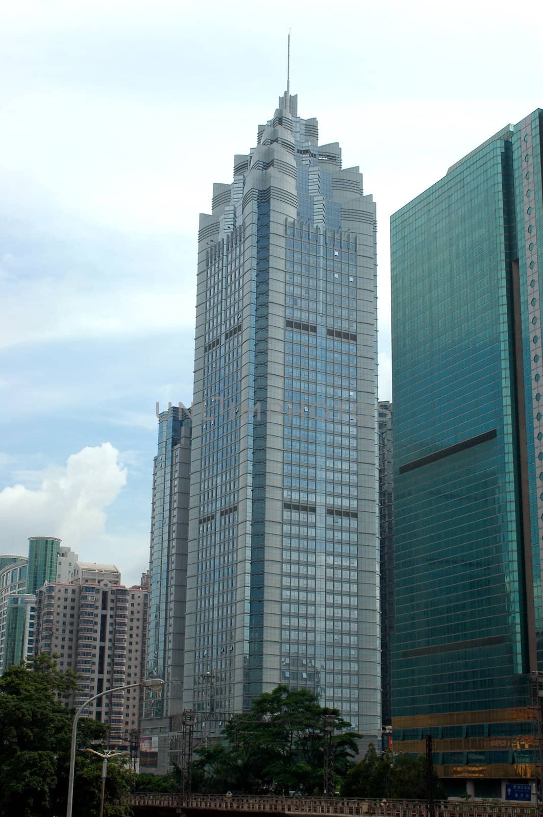 China, Guangdong province, Shenzhen. Modern buildings in city center, Luohu district. Mostly offices. 