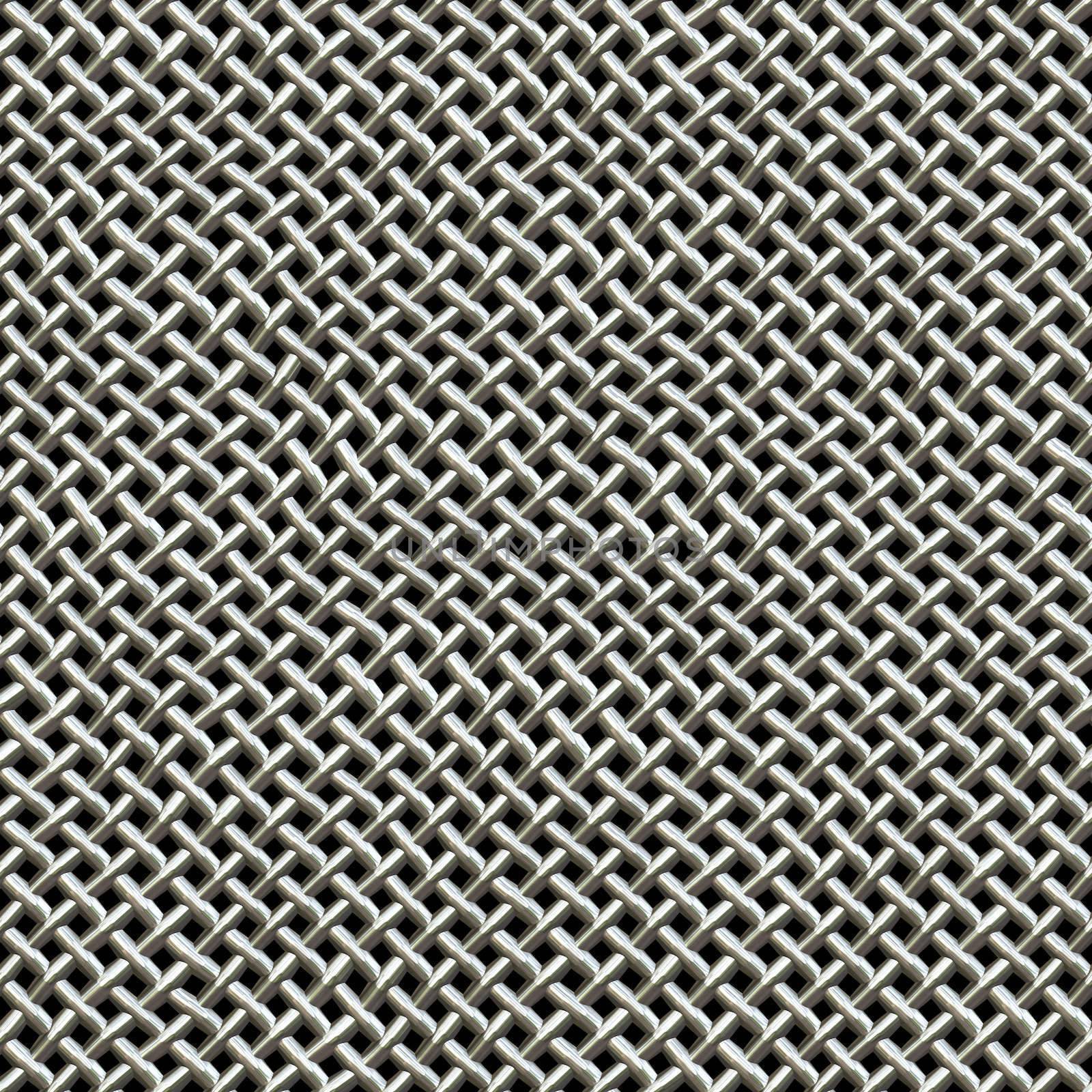 A silver metal wire mesh texture found on microphones.  This tiles seamlessly as a pattern in all directions.