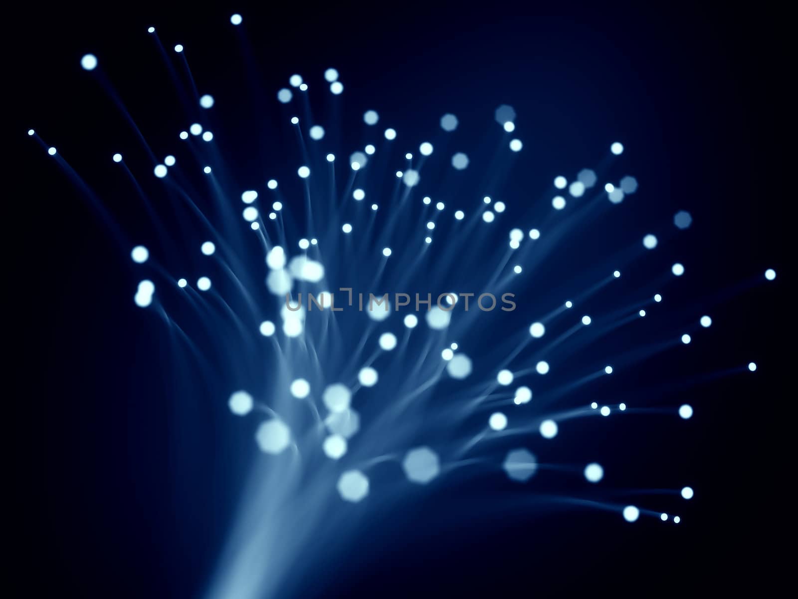 3d rendering of blue optic fibers