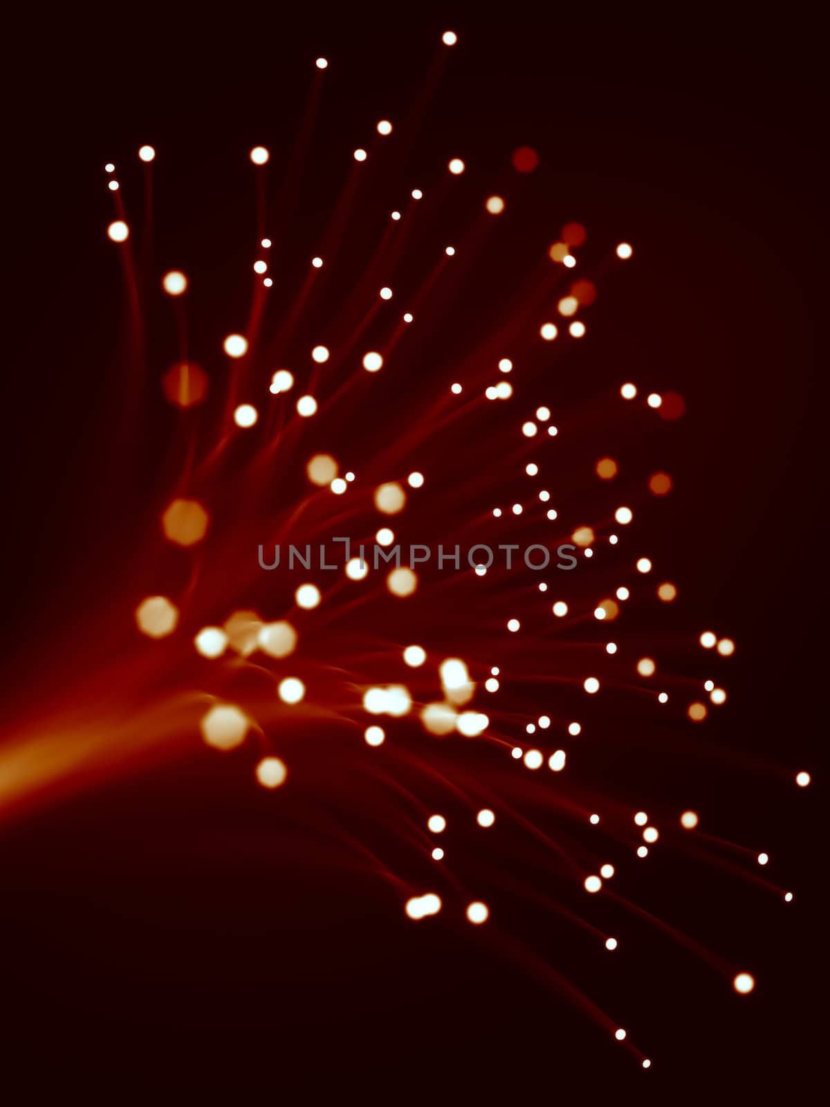 3d rendering of red optic fibers