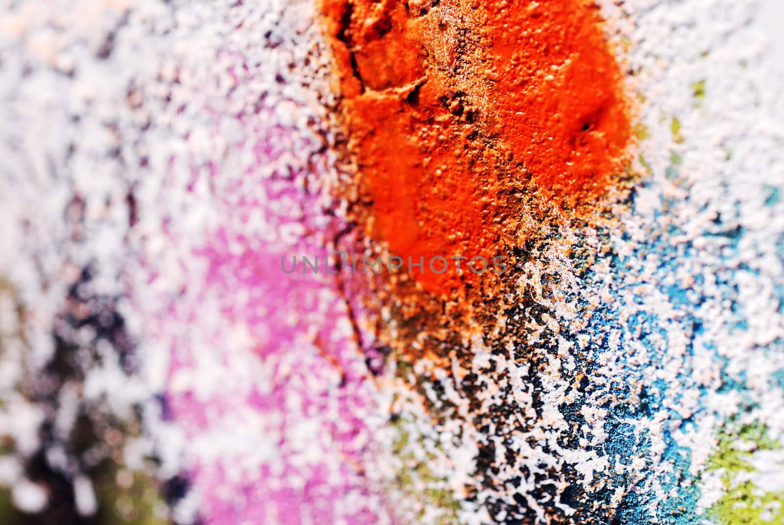 A macro photograph of close up spray painted graffiti