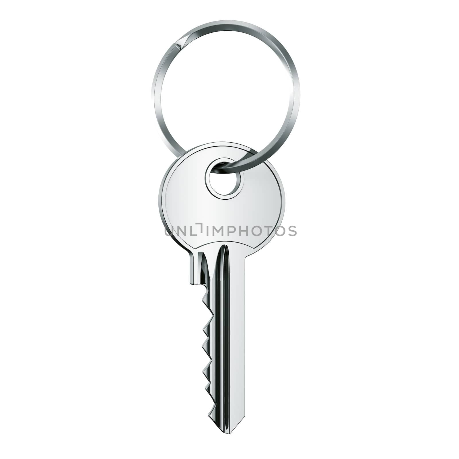 3d rendering of a key in key ring