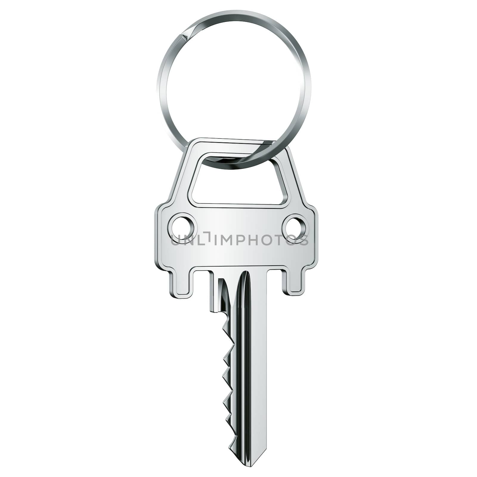 3d rendering of a key in key ring