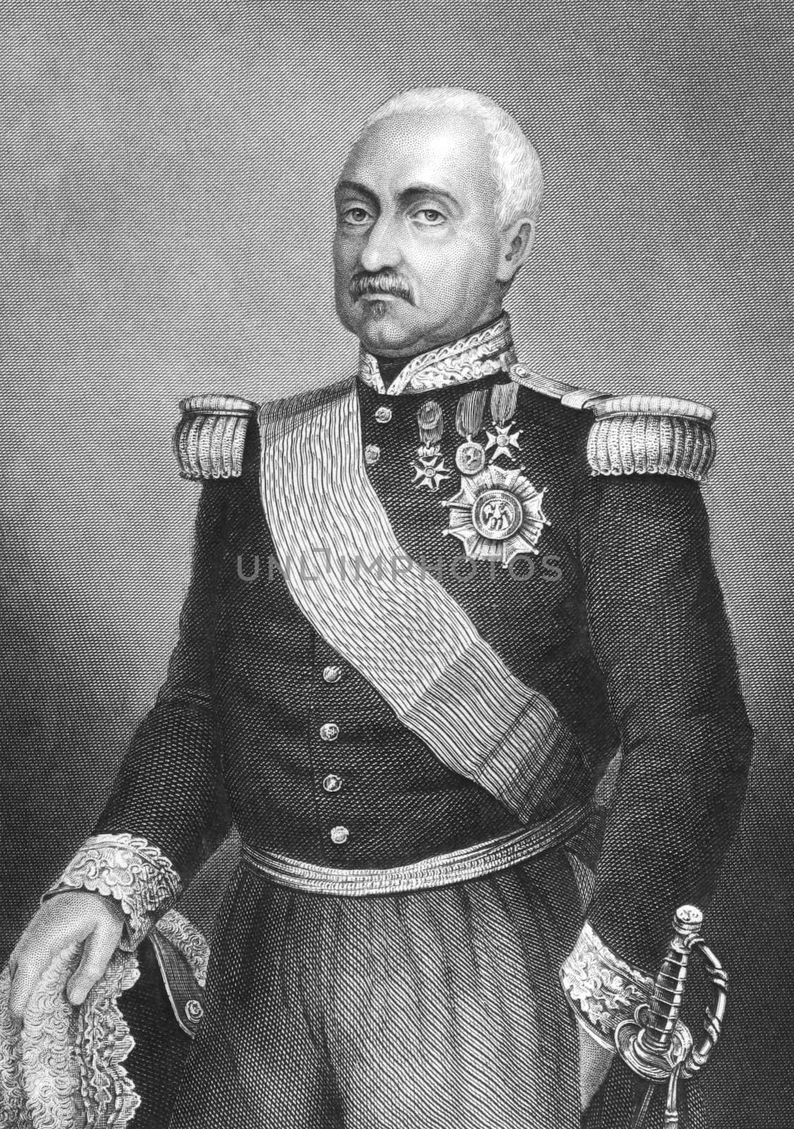 Aimable Pelissier, Duke of Malakhoff (1794-1864) on engraving from the 1800s. French marshal. Engraved by D.J. Pound.
