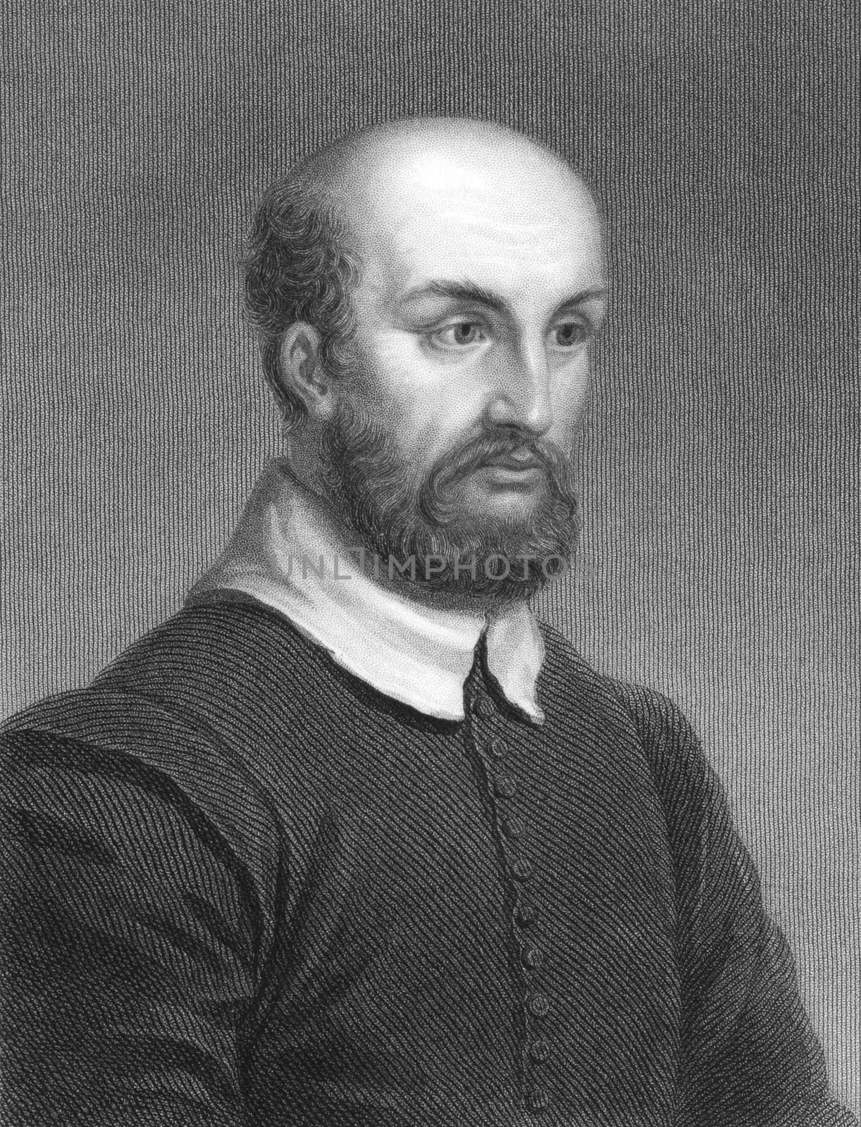 Andrea Palladio (1508-1580) on engraving from the 1800s. Italian Renaissance architect. Engraved by R.Woodman from a picture by Bigleoschi and published in London by Charles Knight, Ludgate Street.