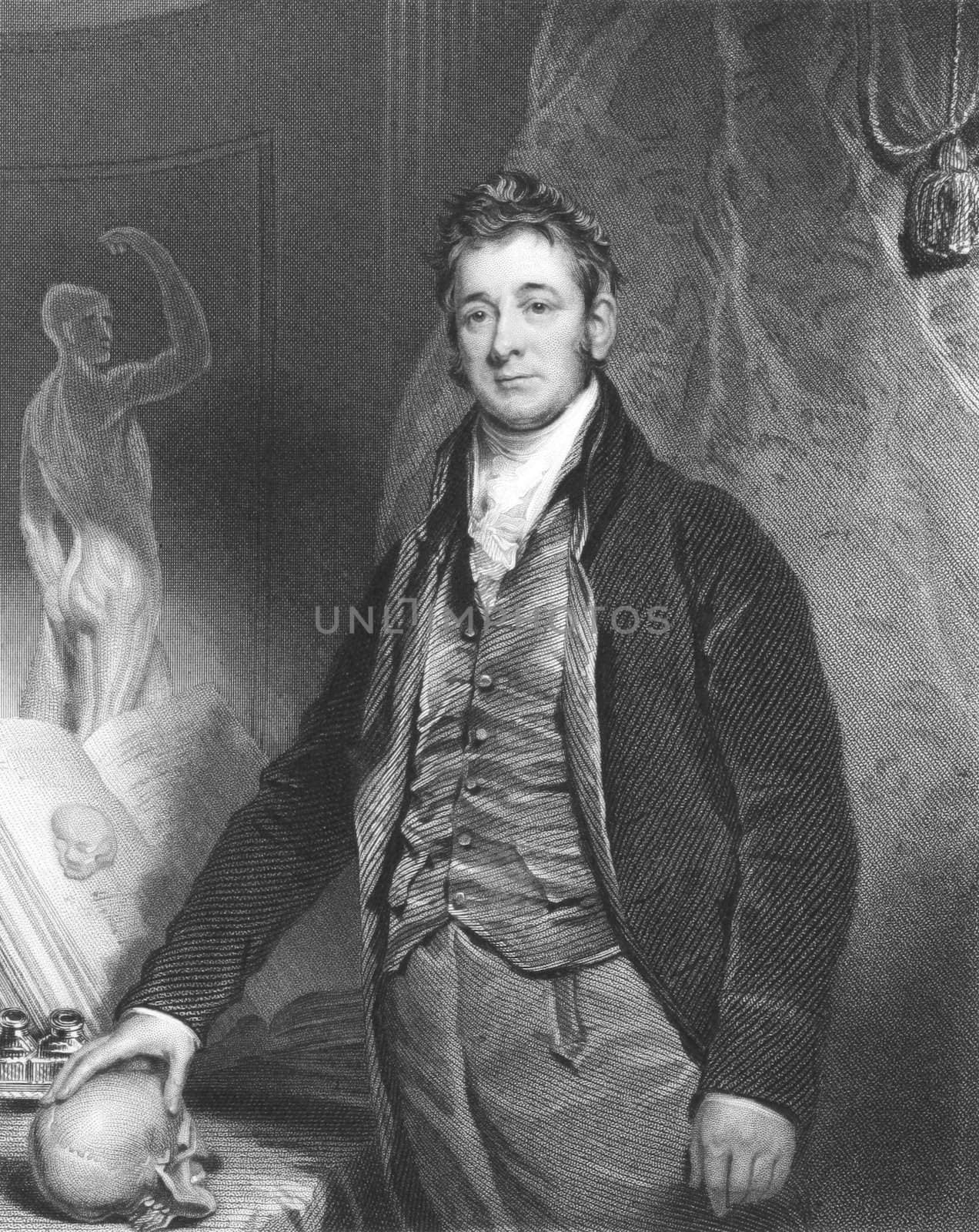 Anthony Carlisle (1768-1842) on engraving from the 1800s. English surgeon. Engraved by H.Robinson and published in London by Fisher, Son & Co in 1838.