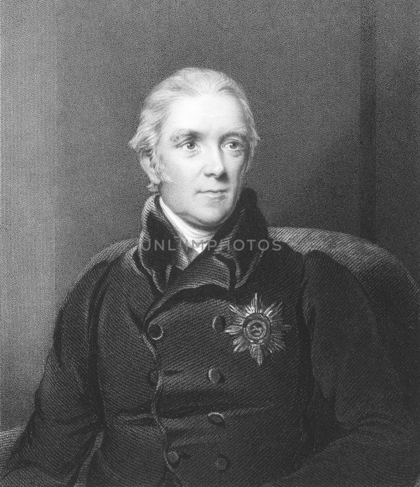 Henry Halford (1766-1844) on engraving from the 1800s. Physician of the royal family. Engraved by J.Cochran and published in London by Fisher, Son & Co.