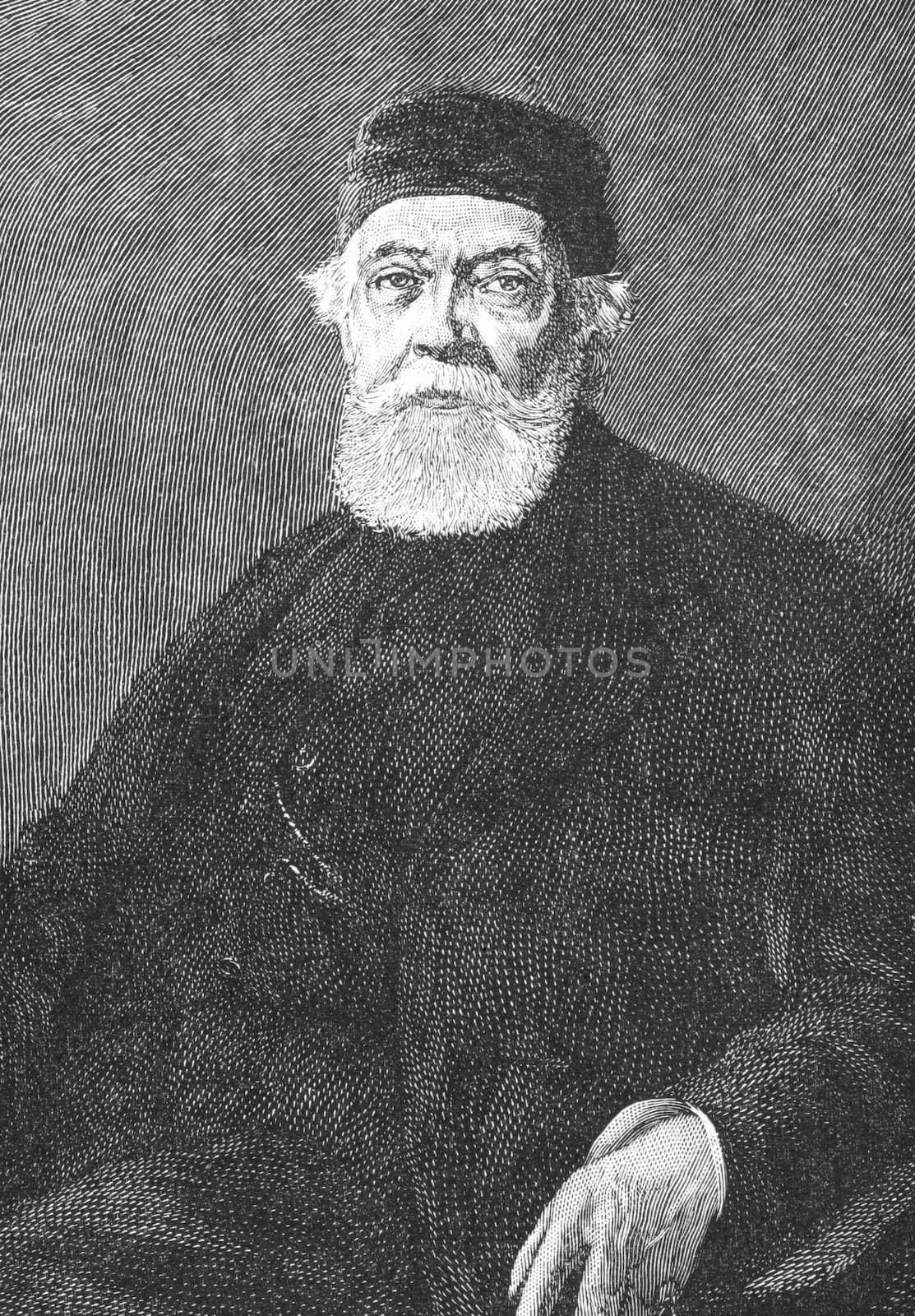 Lajos Kossuth (1802-1894) aged 90 on engraving from the 1800s.  Hungarian  lawyer, journalist, politician and Governor-President of Hungary in 1849. Published by the London News in 1892