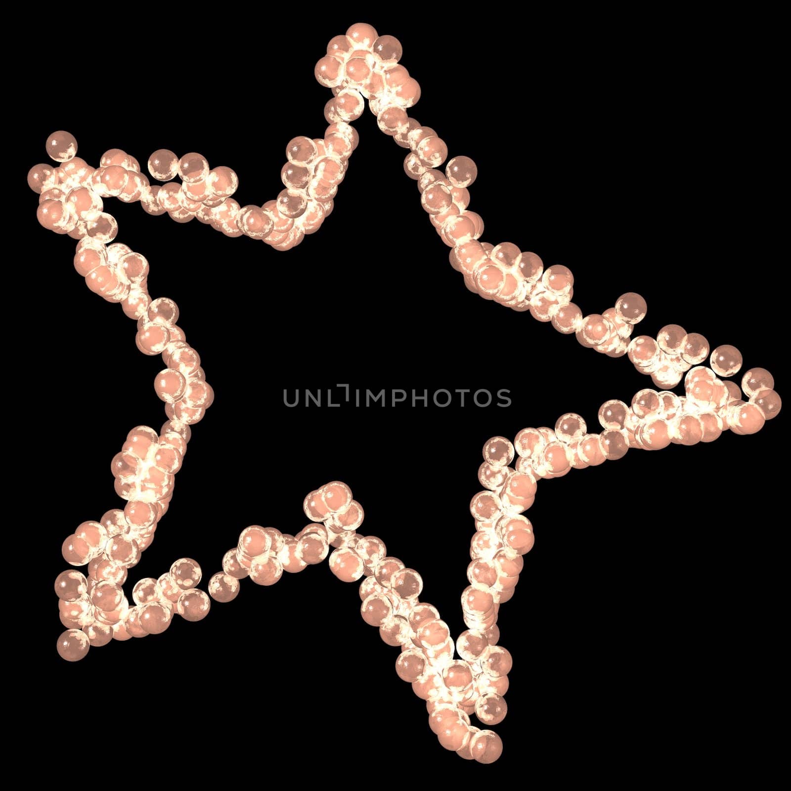 A pink star made of translucent pink spheres.