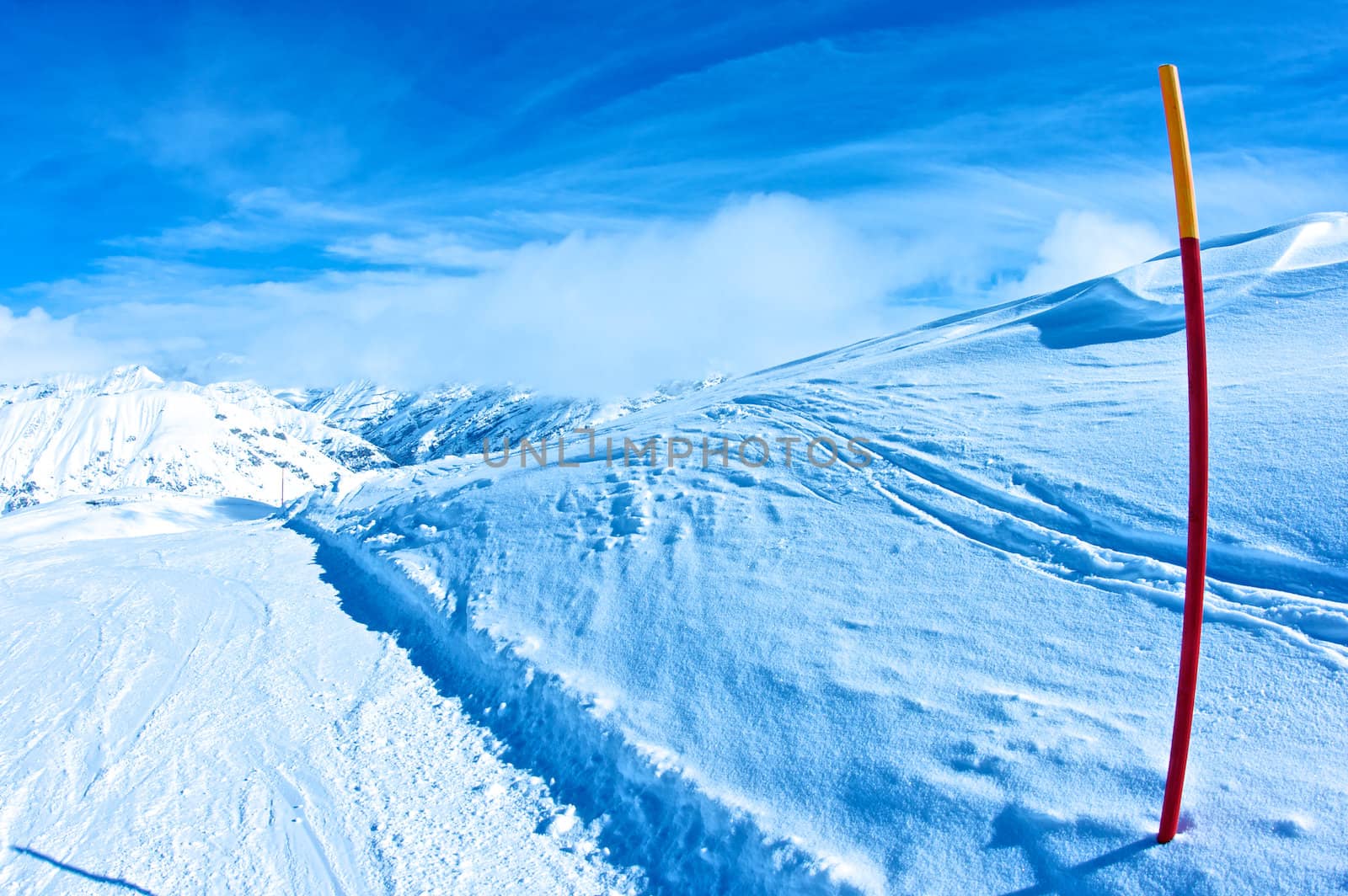 Alpine peaks in Livigno in Italy at the Swiss border.