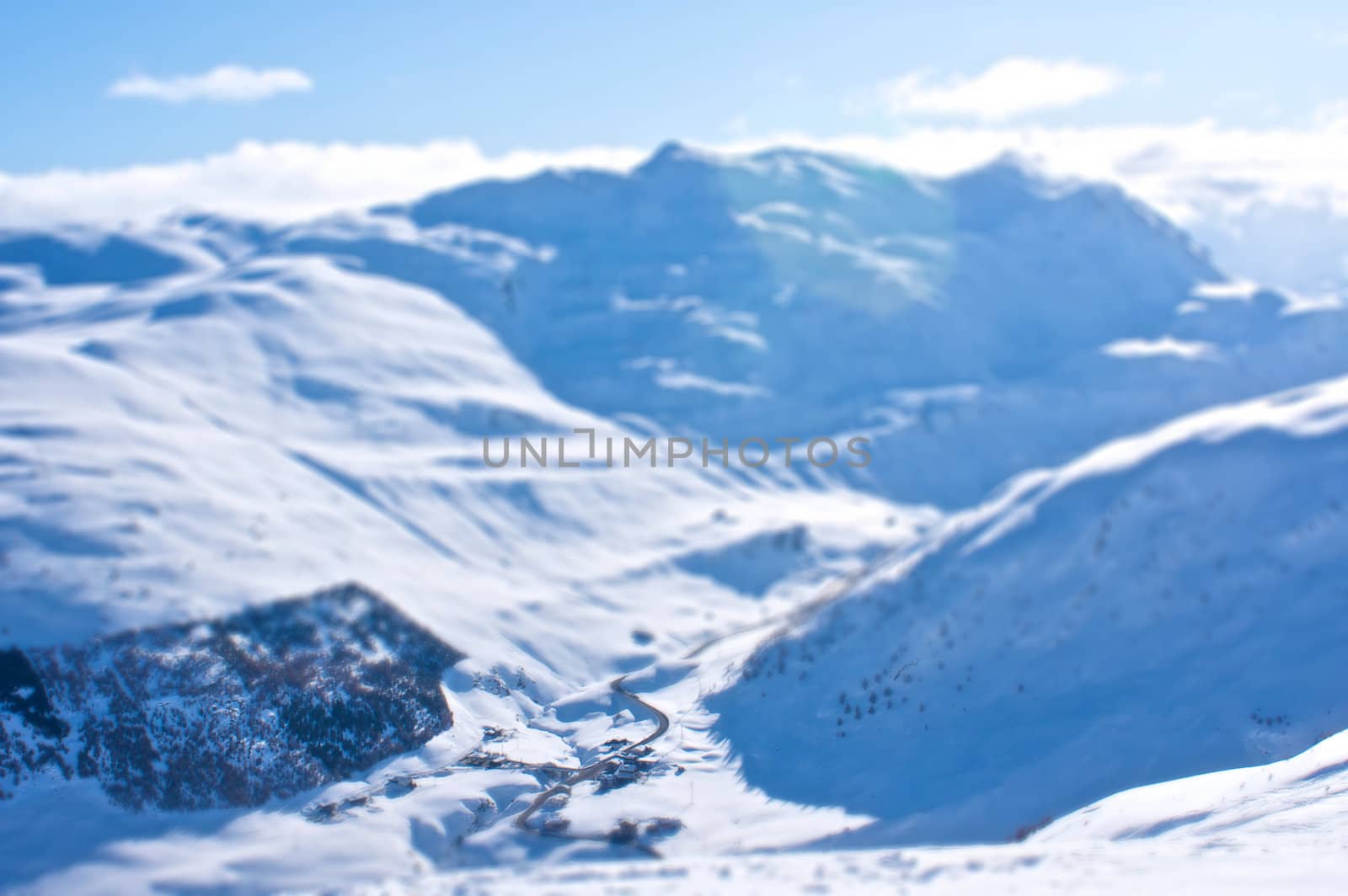 Alpine peaks in Livigno in Italy at the Swiss border.