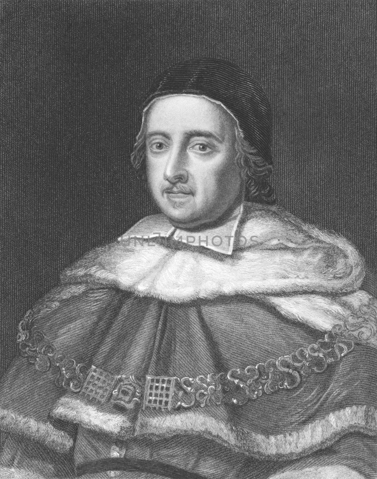 Matthew Hale (1609-1676) on engraving from the 1800s. Lord Chief Justice of England. Engraved by J.W.Cook and published in London by Charles Knight, Ludgate Street & Pall Mall East.