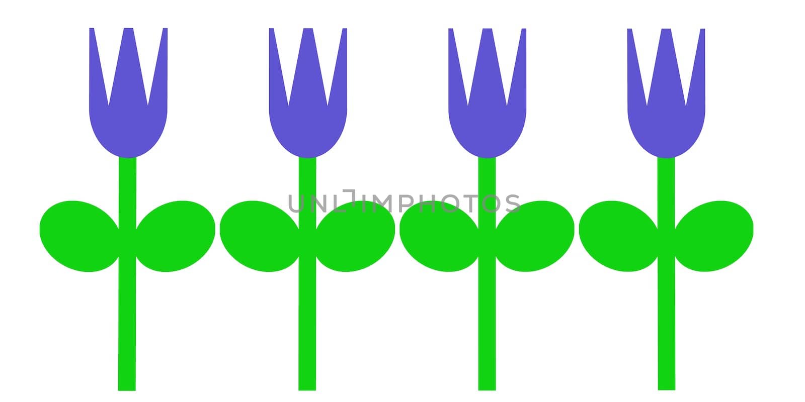 An simple illustration of purple tulips in the spring.
