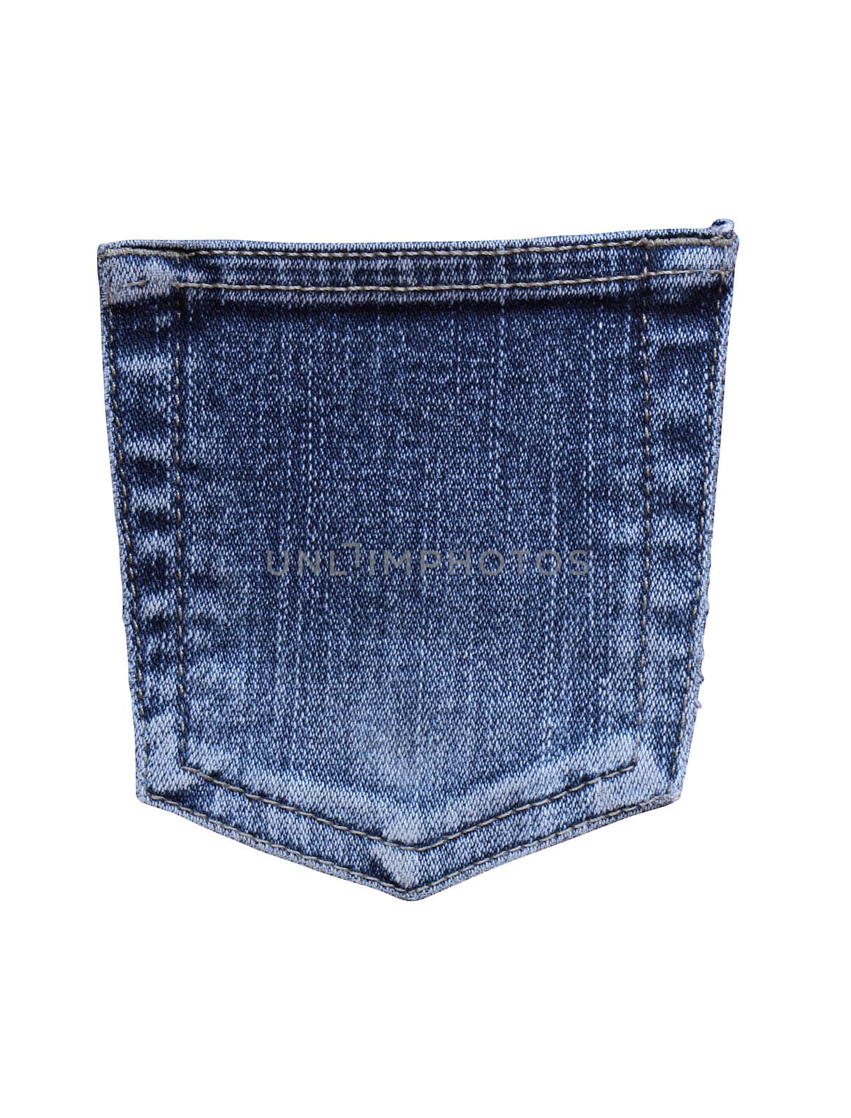 Blue jeans back pocket isolated on white with clipping path