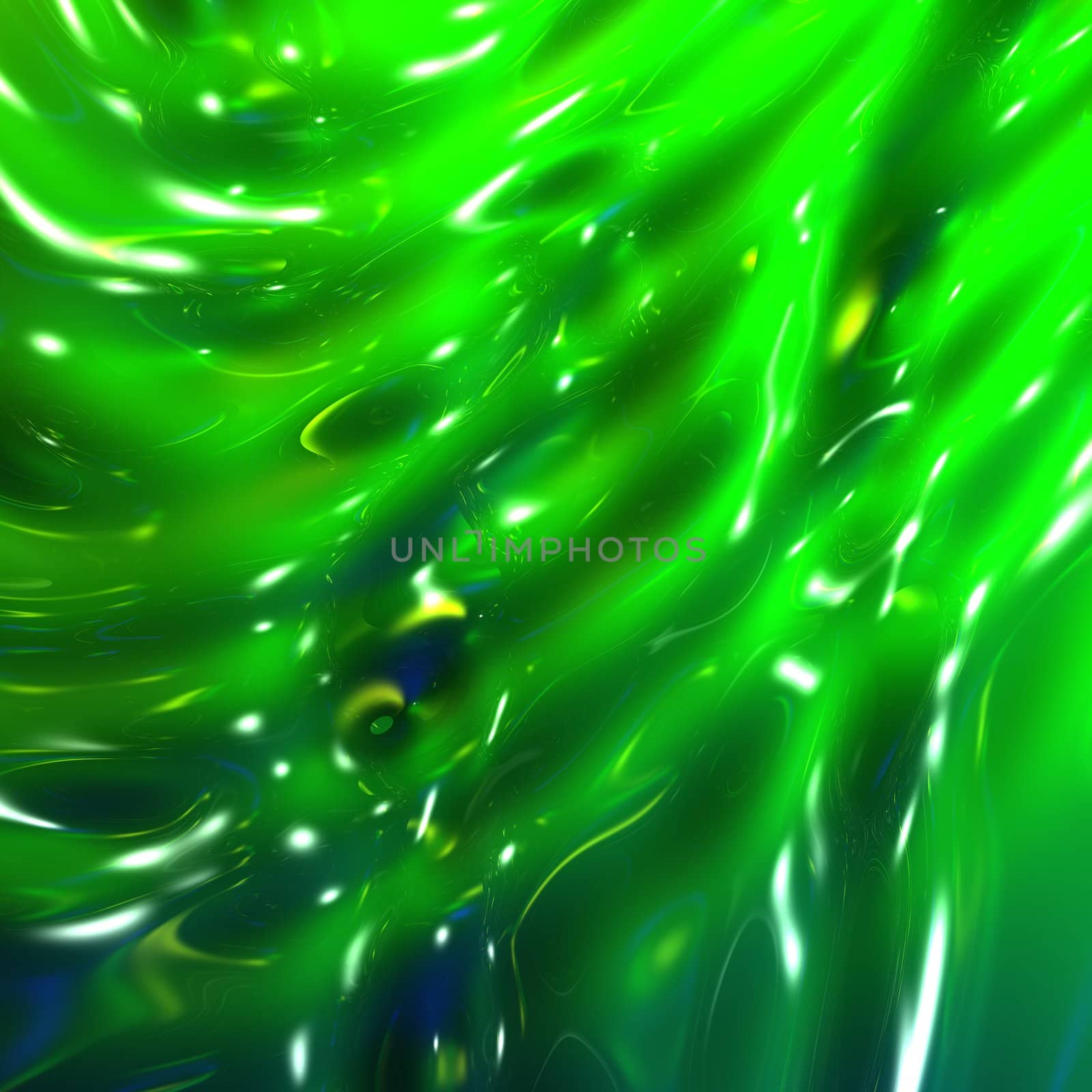 An illustration of a modern abstract background with a green melting plastic appearance