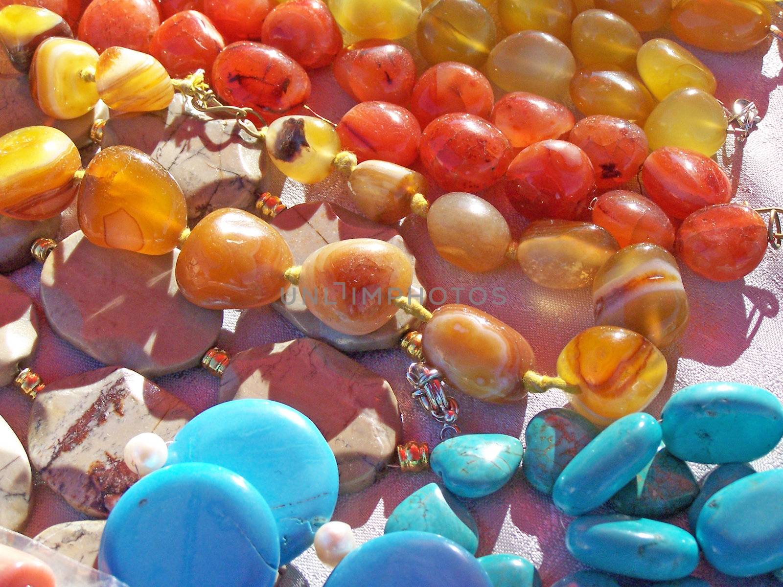 Close up of the gemstone beads.