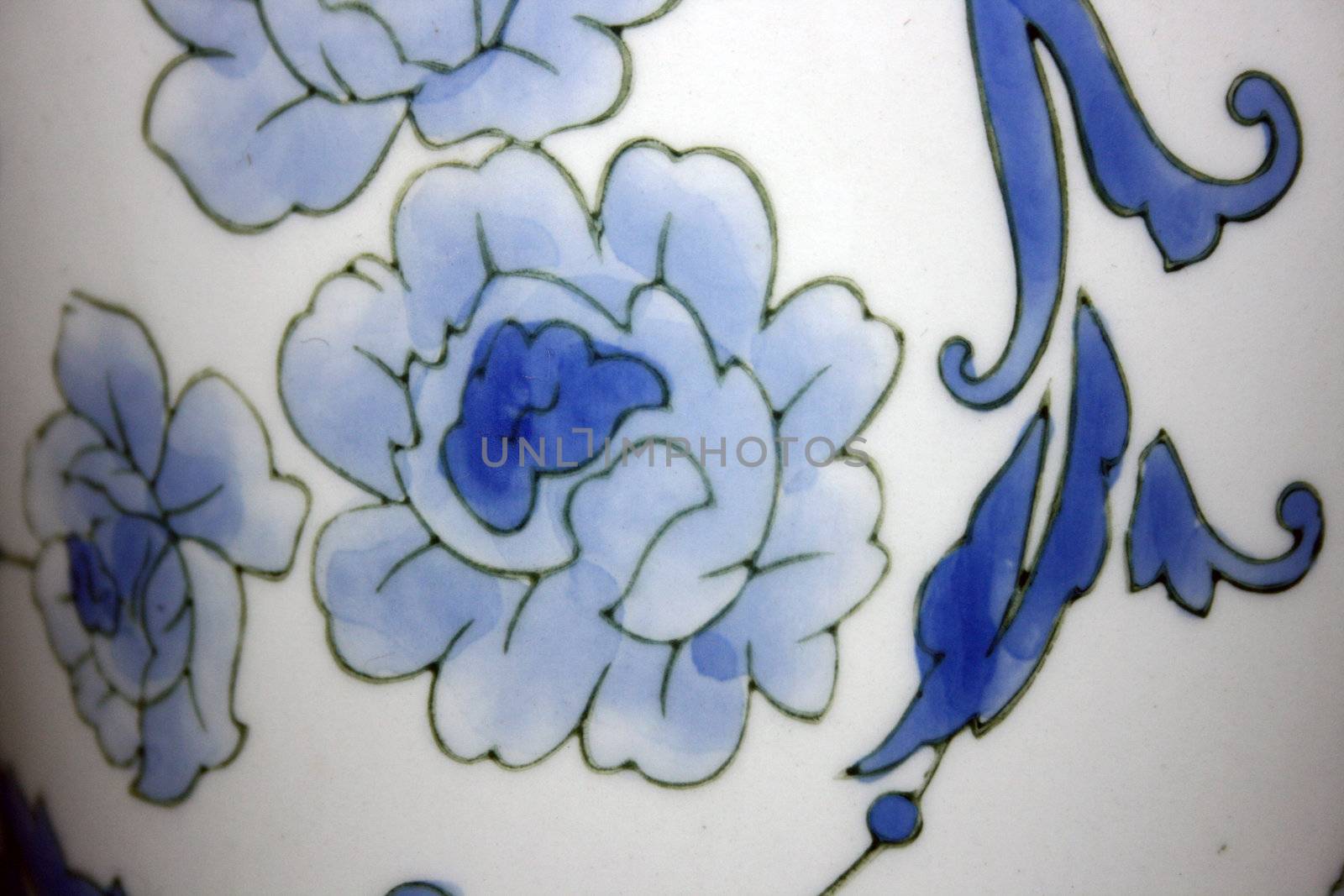 Blue flowers on a Ceramic Vase