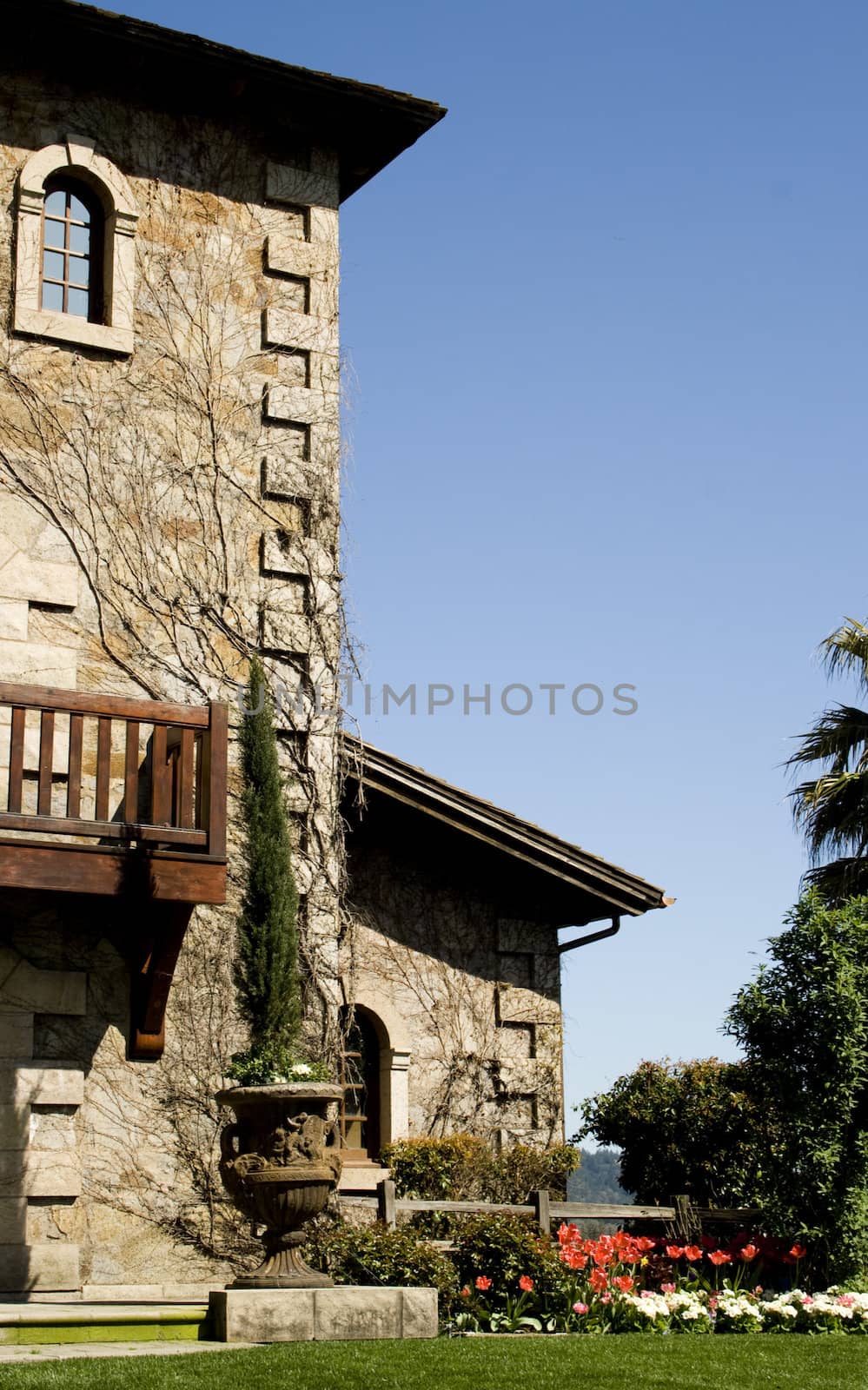 stone house with garden by LWPhotog