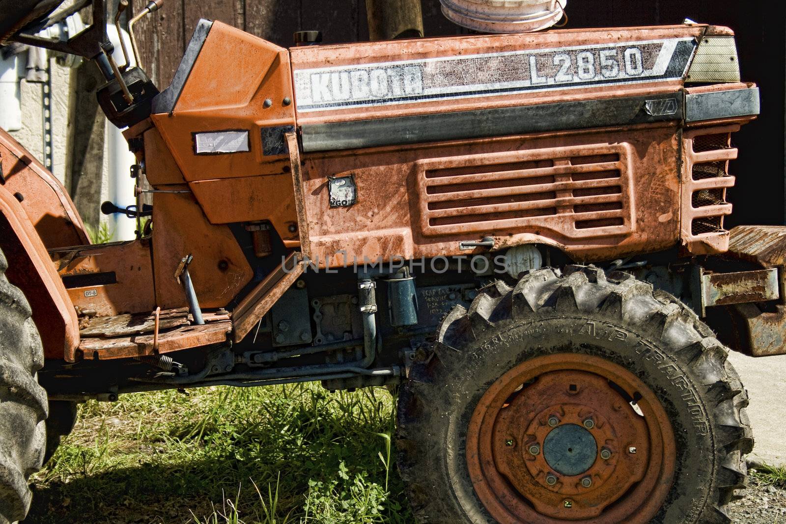 Abstract image of orange tractor