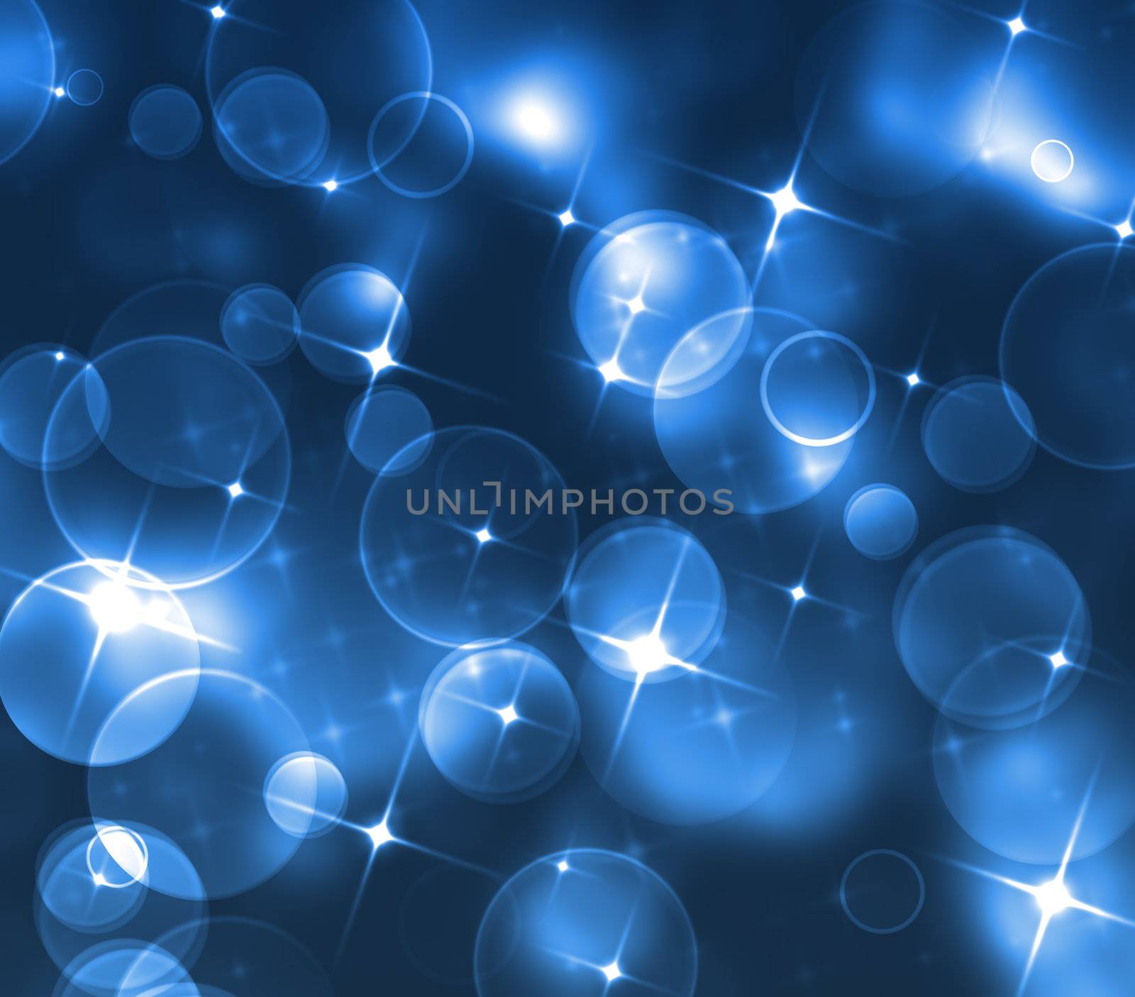 Multicolored blurry lights on blue dark background