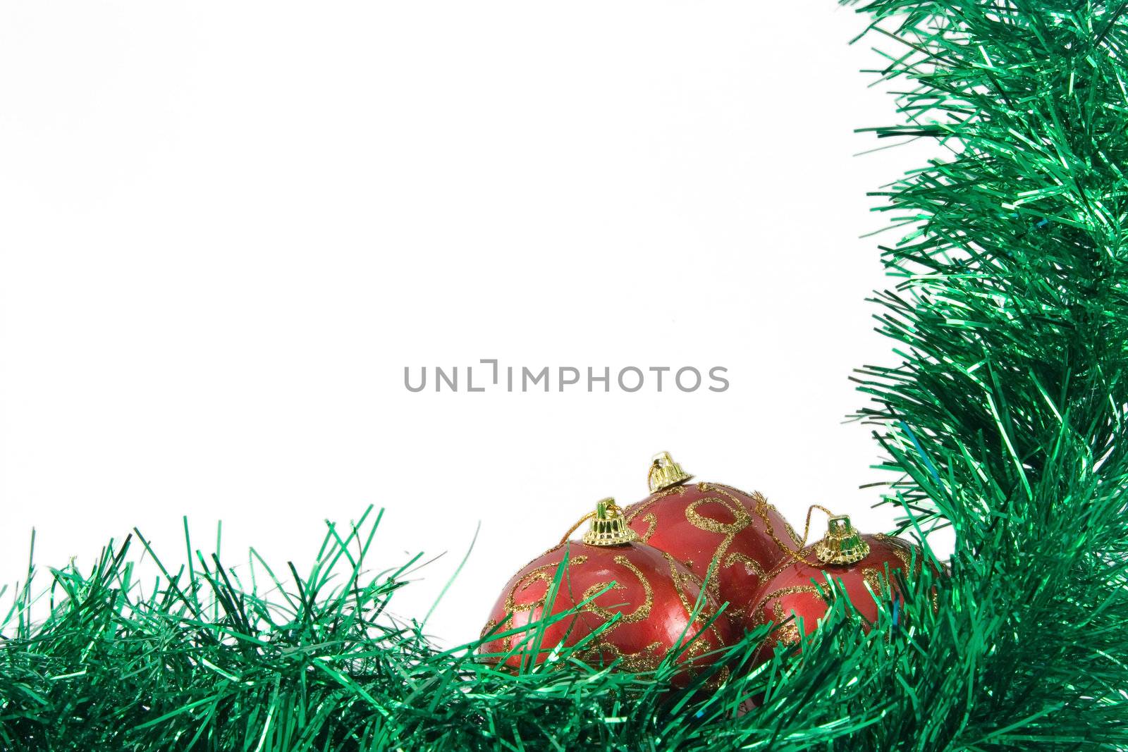 Three spheres in a tinsel on a white background by ISerg