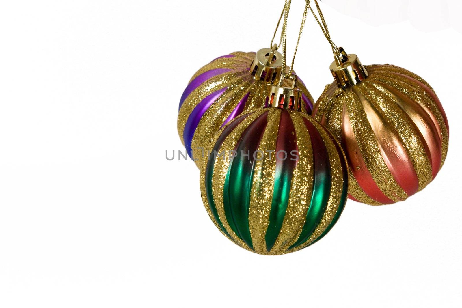 Three hanging spheres on a white background by ISerg