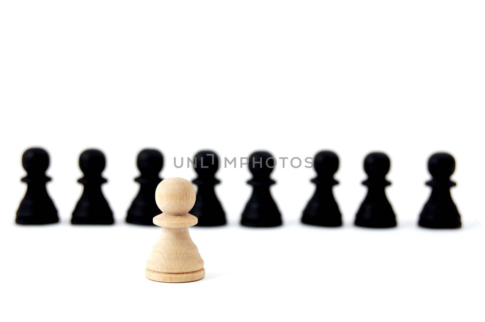 chess man showing individuality isolated on white background