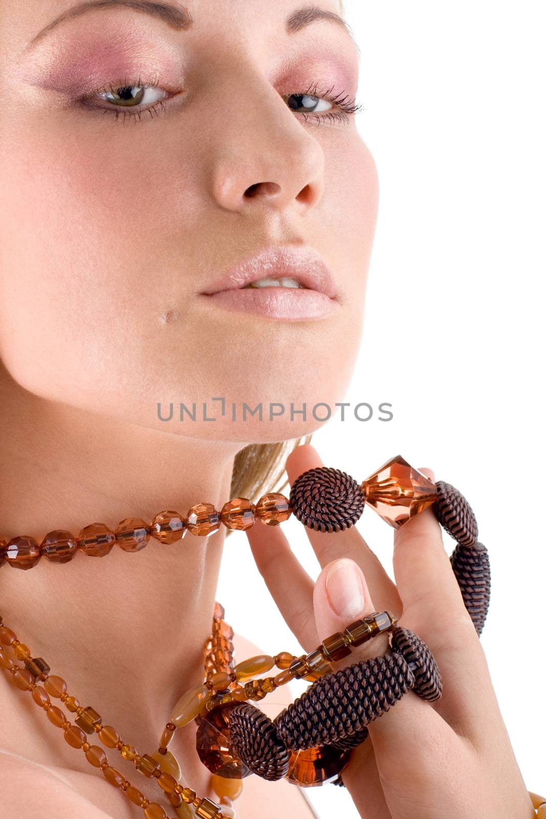 Attractive young woman with big beautiful jewellery