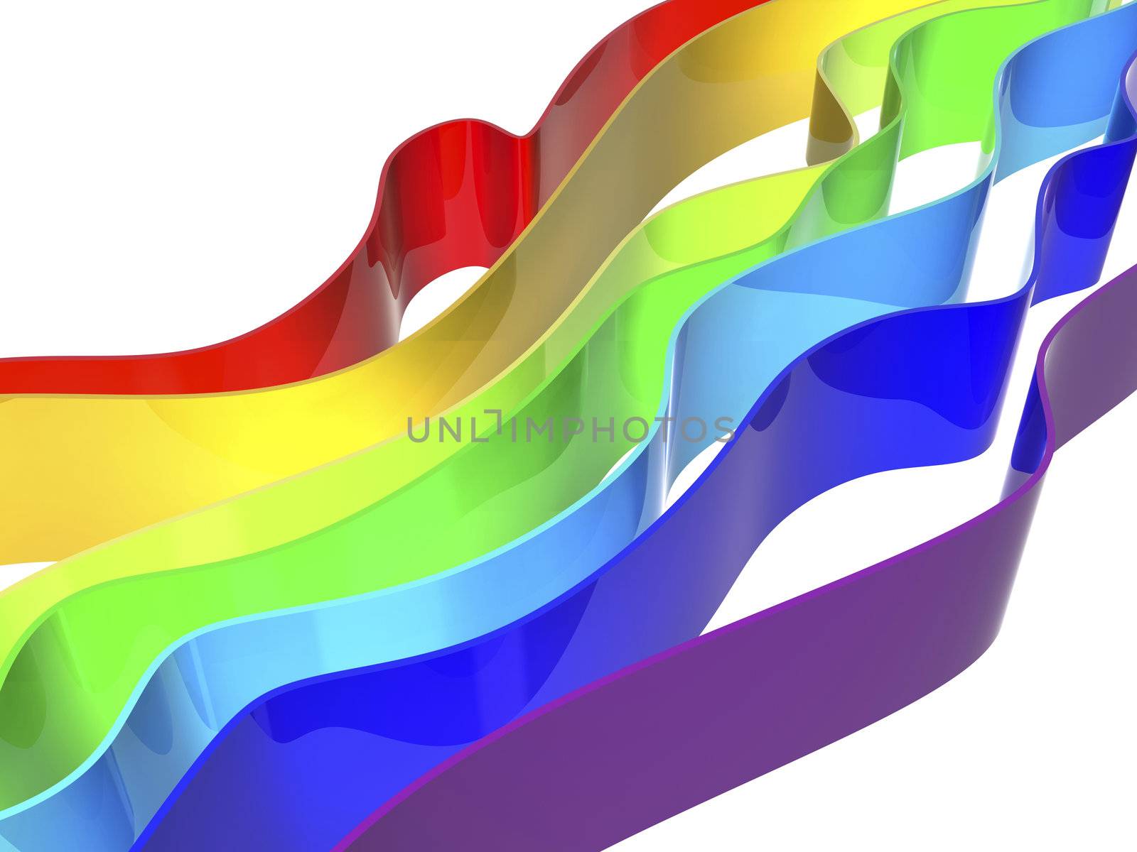 3d rainbow waves on white background