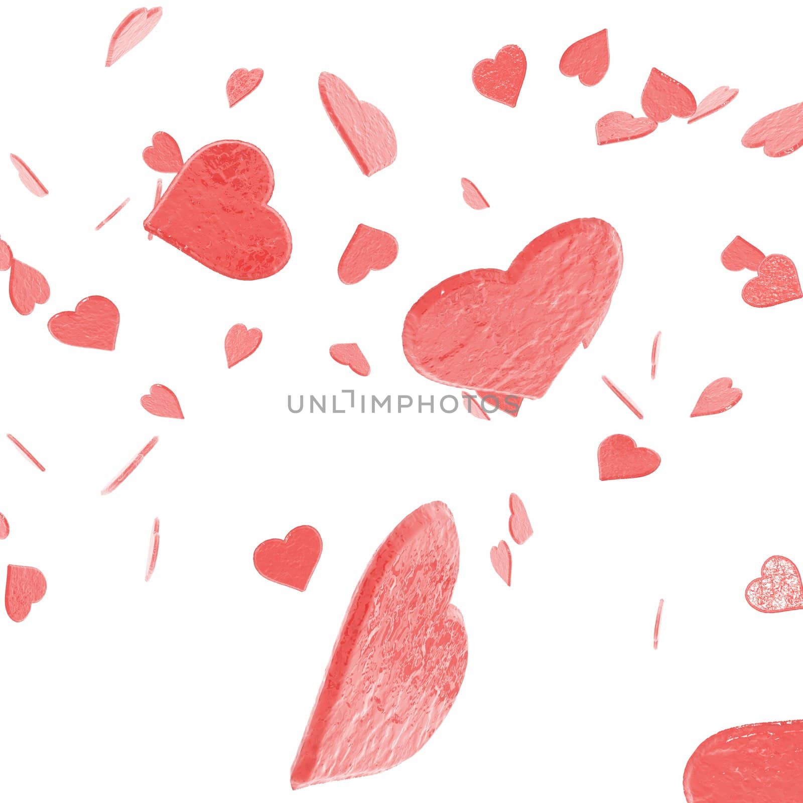 An illustration of St. Valentines confetti failing from the sky.