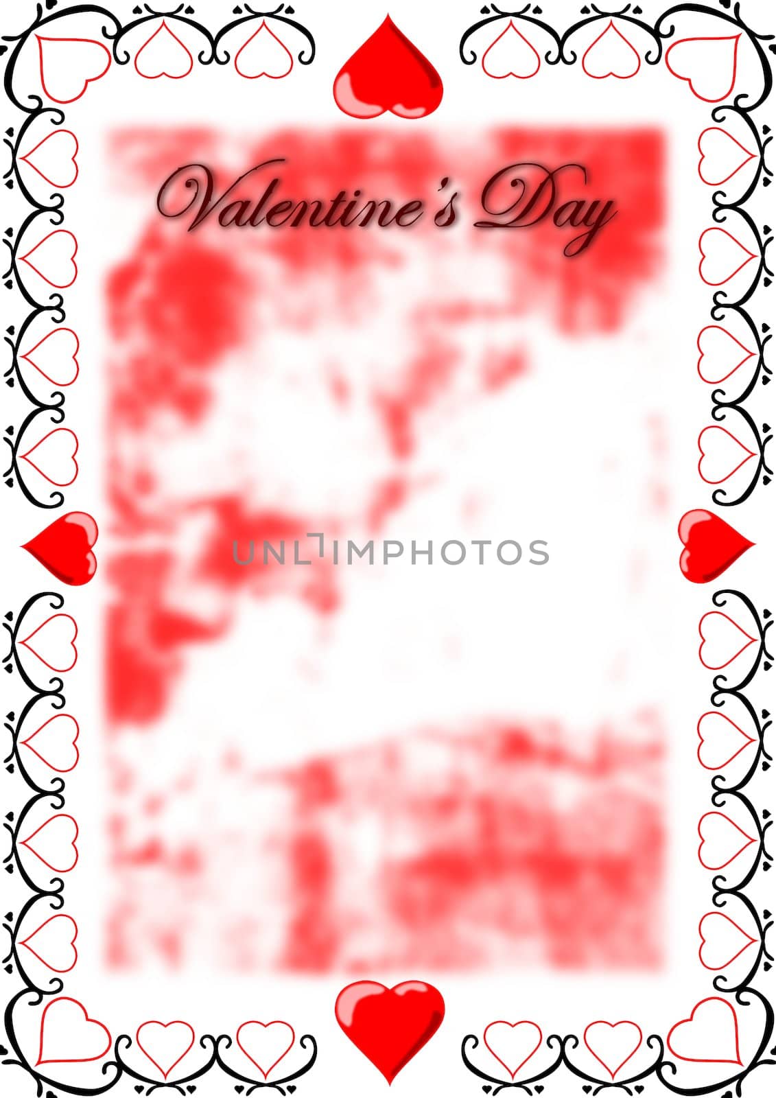A blank Valentine�s List scroll framed by hearts