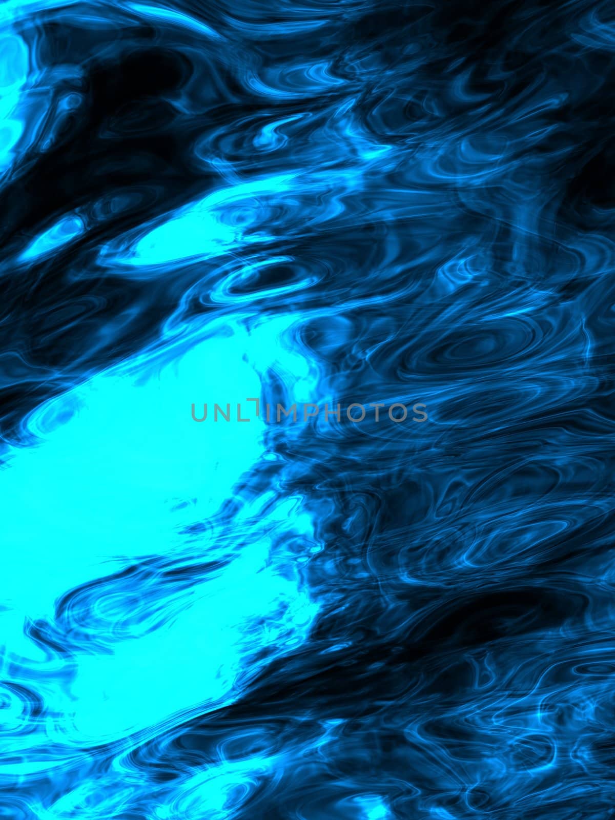 Abstract blue waves or smoke on black.