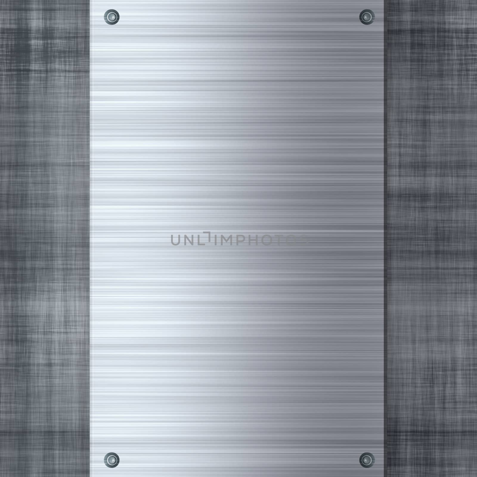 Brushed or machined metal template with rivets and plenty of copyspace.  Makes a great layout or business card background.